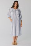 Blueandwhitestripemididresswithpockets