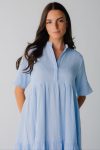 BrassandRoePonderingGauzeStraightSleeveDressinNavy