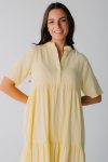 BrassandRoePonderingGauzeStraightSleeveDressinNavy