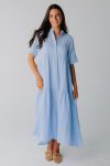 BrassandRoePonderingGauzeStraightSleeveDressinNavy