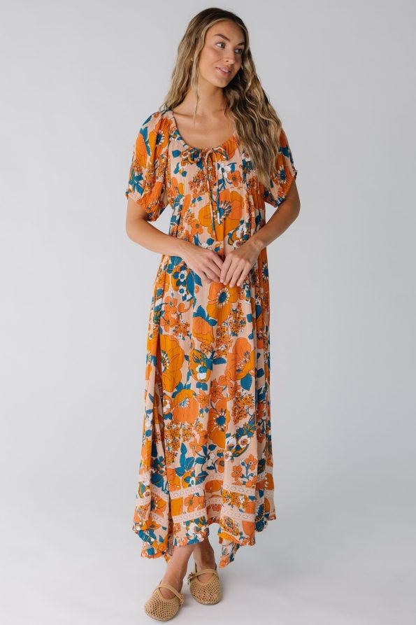 LyonCrepePrintMaxidressinorangeprint