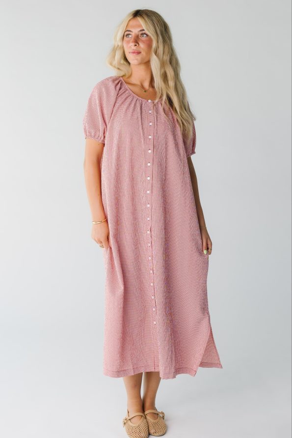 Modestredginghammidiforwomenwithroundnecklineandshortsleeves