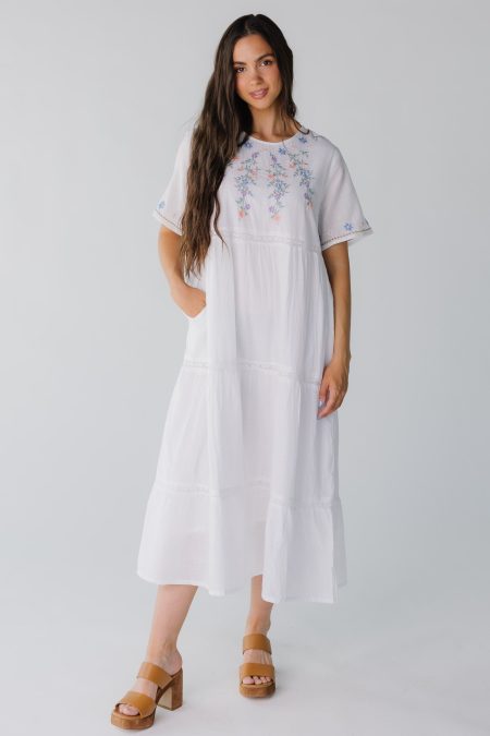 Citrus Spring Tiered Embroidered Dress